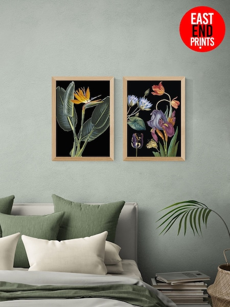 East End Prints Set of 2 Oak Dark Florals Wall Arts Prints by Natural History Museum (V29522) | £170