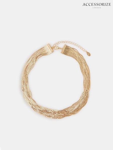 Accessorize Gold Tone Slinky Layered Collar Necklace (V29594) | £24