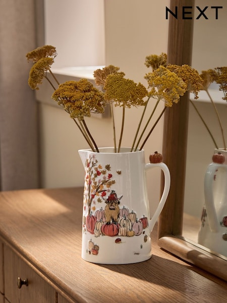 Hamish The Highland Cow Autumn Ceramic Jug Vase