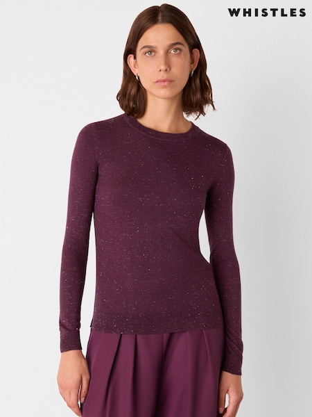 Whistles Red Annie Sparkle Crew Neck Jumper (V29631) | £79
