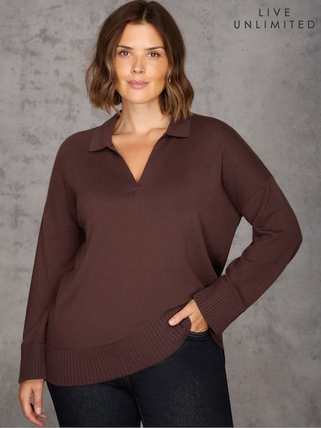 Live Unlimited Brown Late Polo Jumper (V29660) | £79