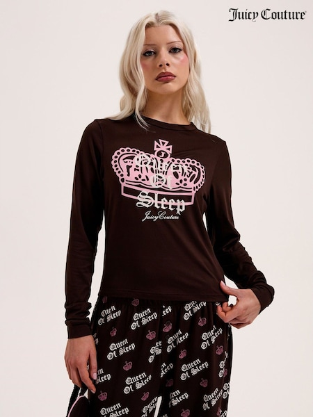 Juicy Couture Brown Queen Of Sleep Ls Pyjamas Set (V29736) | £60
