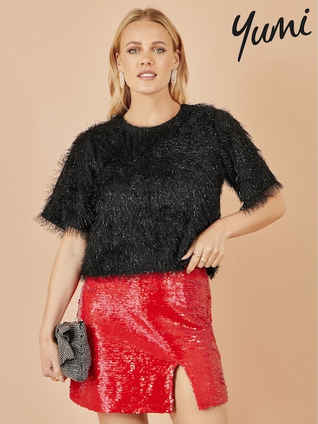 Yumi Black Fringe Relaxed Fit Top (V29825) | £50