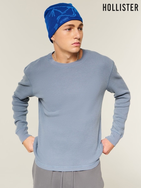 Hollister Crew Neck Textured Wash Long Sleeve T-Shirt (V29851) | £28