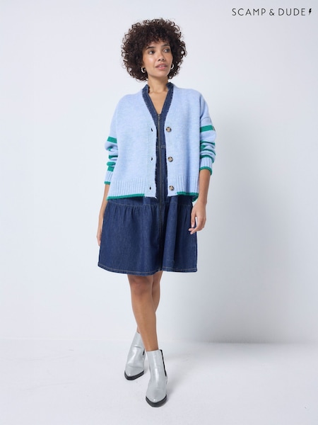 SCAMP & DUDE Blue Cardigan with Stripe (V30070) | £75