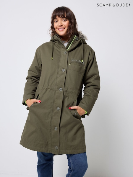 SCAMP & DUDE Brown Faux Fur Hood Parka Coat (V30082) | £189