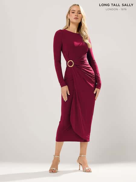 Long Tall Sally Pink Long Sleeve Buckle Midaxi Dress (V30235) | £43