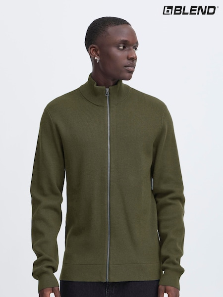 Blend Green Zip Through Knitted Jumper (V30453) | £45