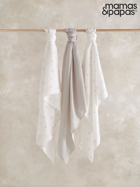 Mamas & Papas Grey 3 Pack Muslin Squares Bunny (V30487) | £22