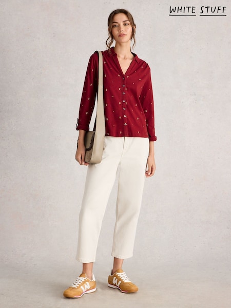 White Stuff Red Annie Embroidered Jersey Shirt (V30549) | £55