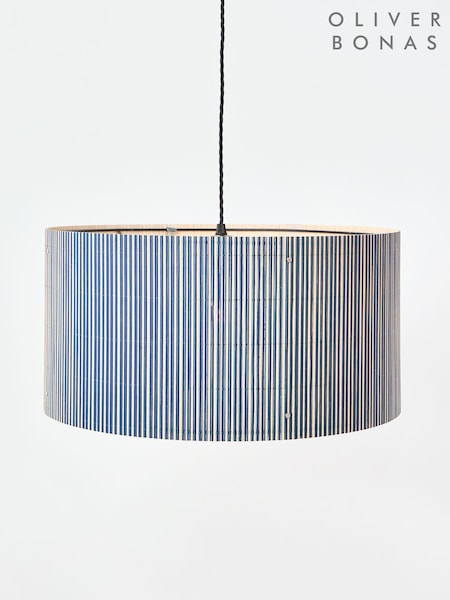 Oliver Bonas Navy Ena Red Patterned Bamboo Pendant Lamp Shade (V30632) | £28