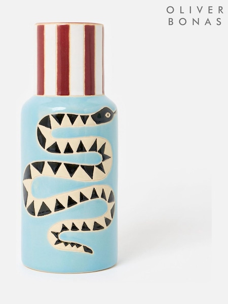 Oliver Bonas Blue Snake Ceramic Vase (V30633) | £27