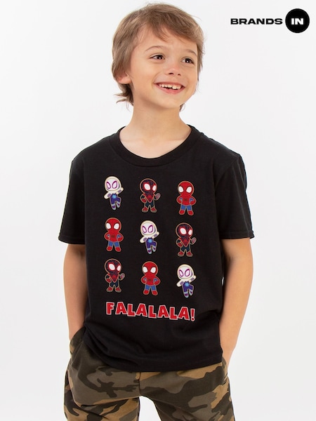 Brands In Black Marvel Spider-Man Fa La La Christmas T-Shirt (V30686) | £18