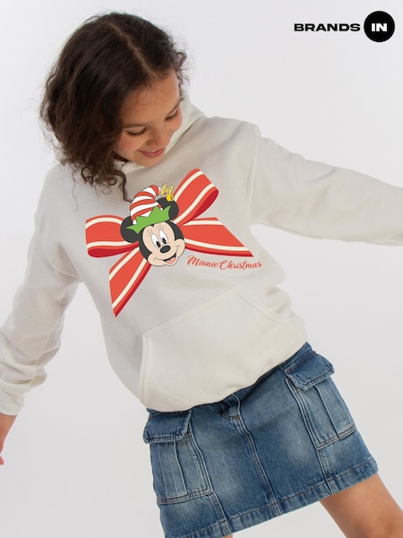 Brands In White Disney Minnie Mouse Christmas Bow Hoodie (V30702) | £31