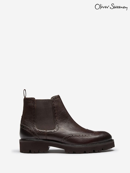 Oliver Sweeney Milled Leather Chelsea Brown Boots (V30729) | £199