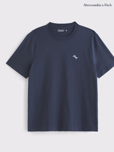 Abercrombie & Fitch Blue Back Print Logo Crew Neck T-Shirt (V30796) | £35