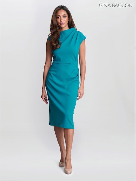 Gina Bacconi Blue Margaret Sleek Midi Dress (V30836) | £180