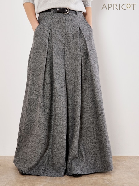 Apricot Grey Inverted Pleat Wide Tailored Trousers (V30850) | £54