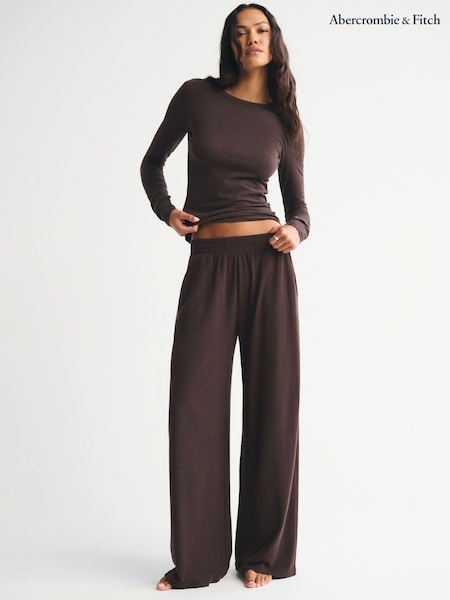 Abercrombie & Fitch Brown High Rise Wide Leg Joggers (V30917) | £45