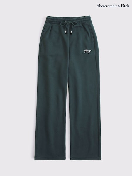 Abercrombie & Fitch Green Fleece Lined Logo Fleece Straight Joggers (V30921) | £52