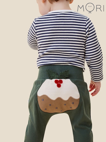 Mori Green Christmas Pudding Character Christmas Joggers (V31007) | £24