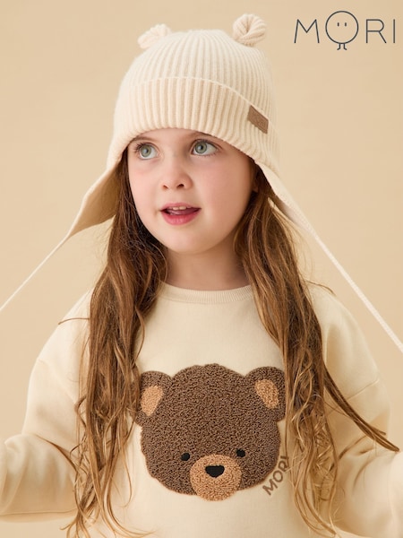 MORI Cream Dove Knitted Bonnet Hat (V31008) | £18