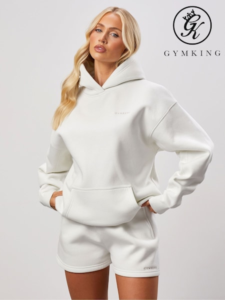 Gym King White 365 Relaxed Fit Fleece Hoodie (V31143) | £48