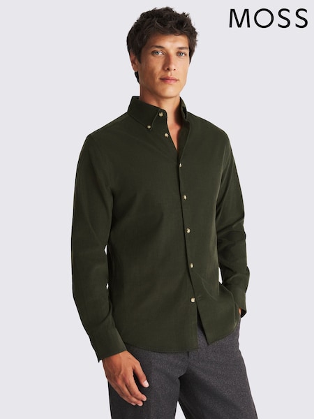 MOSS Khaki Button Down Needle Cord Shirt (V31188) | £50