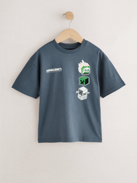 Charcoal Grey Back Print - Minecraft T-shirt (3-16yrs)