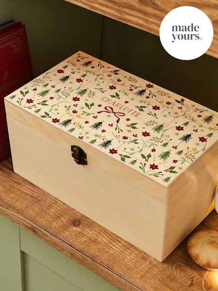 Made Yours Natural Personalised Folklore Design Christmas Keepsake Box (V31336) | £38