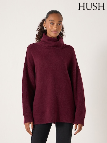 Hush Burgundy Red Meryl Roll Neck Jumper (V31380) | £110