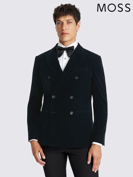MOSS Blue Slim Fit Dark Teal Velvet Jacket (V31399) | £149