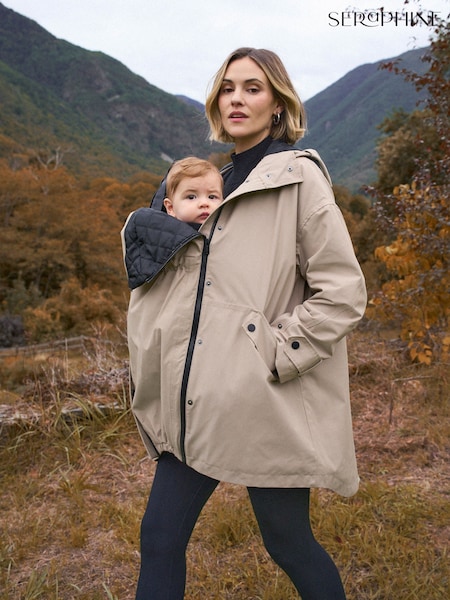 Seraphine Taupe 3-In-1 Maternity & Babywearing Raincoat (V31481) | £169