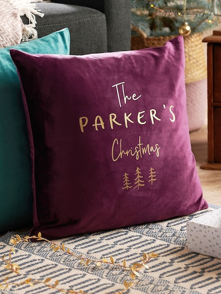Personalised Family Christmas Velvet Cushion by No Ordinary Gift (V31537) | £35