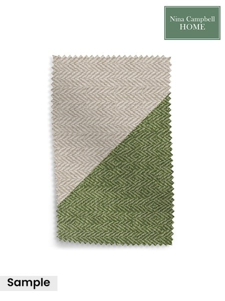 Nina Campbell Natural and Green Piping Moore Combo Upholstery Swatch (V31825) | £0