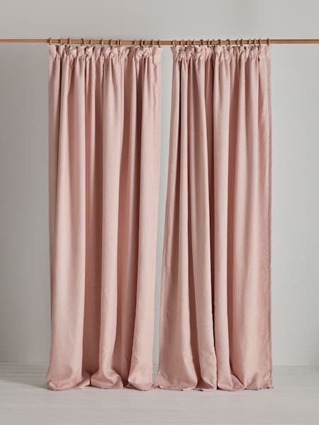 Secret Linen Store Blush Pink Twill Cotton/Linen Blackout Curtains Pair (V31857) | £299