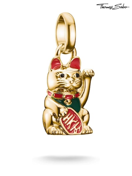 Thomas Sabo Gold Charm Connect waving cat pendant (V31927) | £70