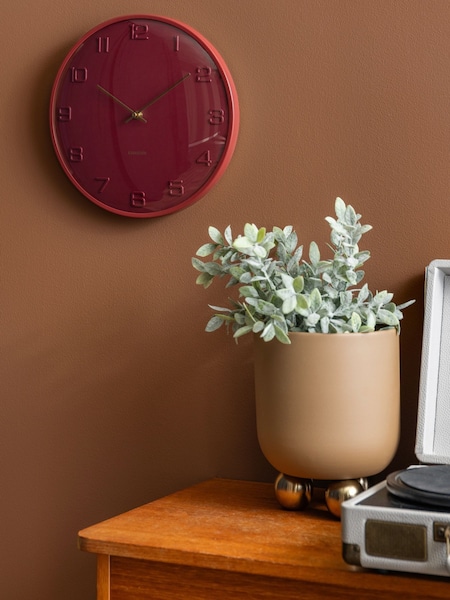Present Time Burgundy Red Fuerte Dome Wall Clock (V31947) | £35