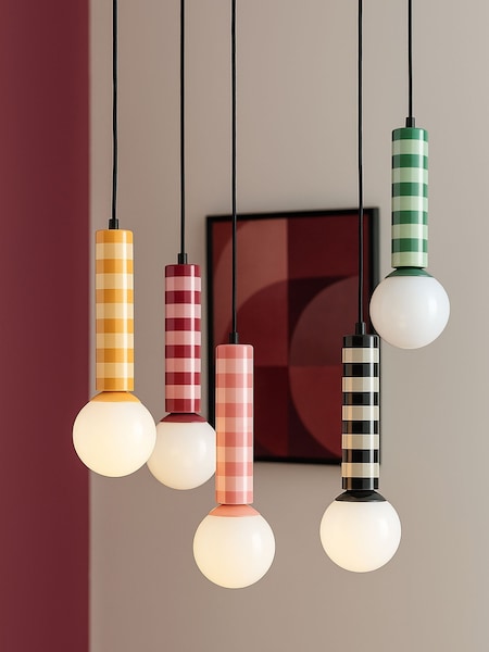 Present Time Ochre Yellow Rayado Pendant Ceiling Light (V31950) | £83