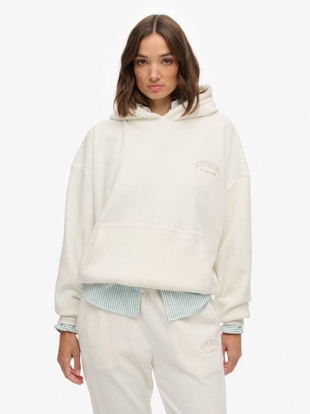 Superdry White Country Club Velour Relaxed Hoodie (V31988) | £55