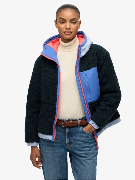 Superdry Blue Vintage Hooded Sherpa Jacket (V32119) | £90