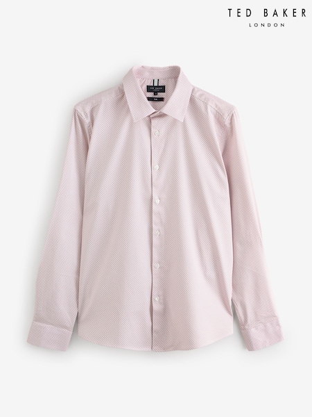 Ted Baker Pink OLWENO Long Sleeve Slim Fit Geo Print Shirt (V32183) | £119