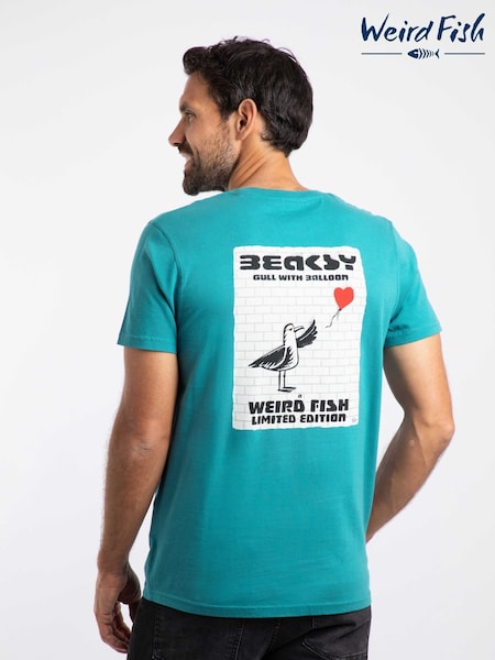 Weird Fish Blue Beaksy Back Print Artist T-Shirt (V32216) | £28