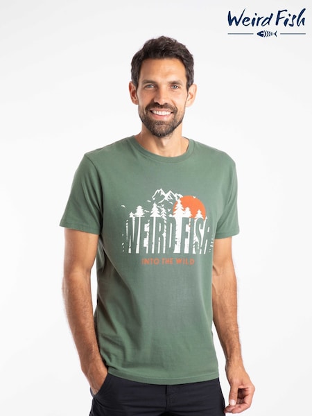 Weird Fish Green Into The Wild Front Print Graphic T-Shirt (V32221) | £28