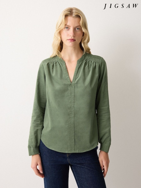 Jigsaw Green Baby Cord Frill Top (V32325) | £120