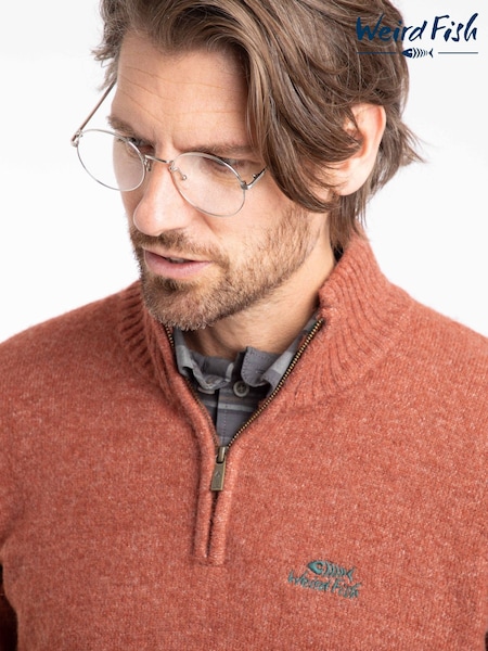 Weird Fish Orange Altwood 1/4 Zip Jumper (V32371) | £65