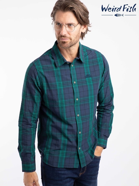 Weird Fish Green Lando Long Sleeve Check Shirt (V32398) | £45