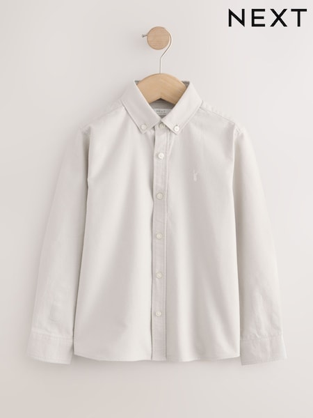 Ecru - Long Sleeve Brushed Oxford Shirt (3-16yrs)