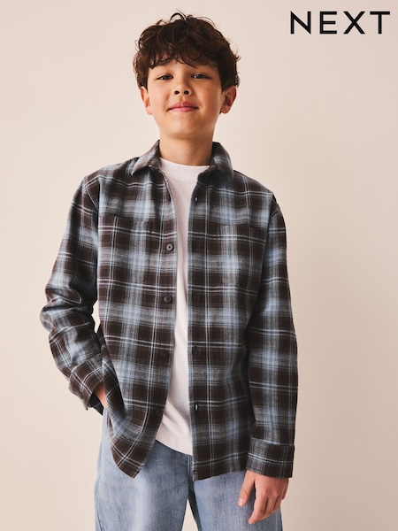 Blue/Brown Check - Long Sleeve Check Shirt (3-16yrs)