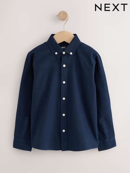 Navy - Long Sleeve Brushed Oxford Shirt (3-16yrs)